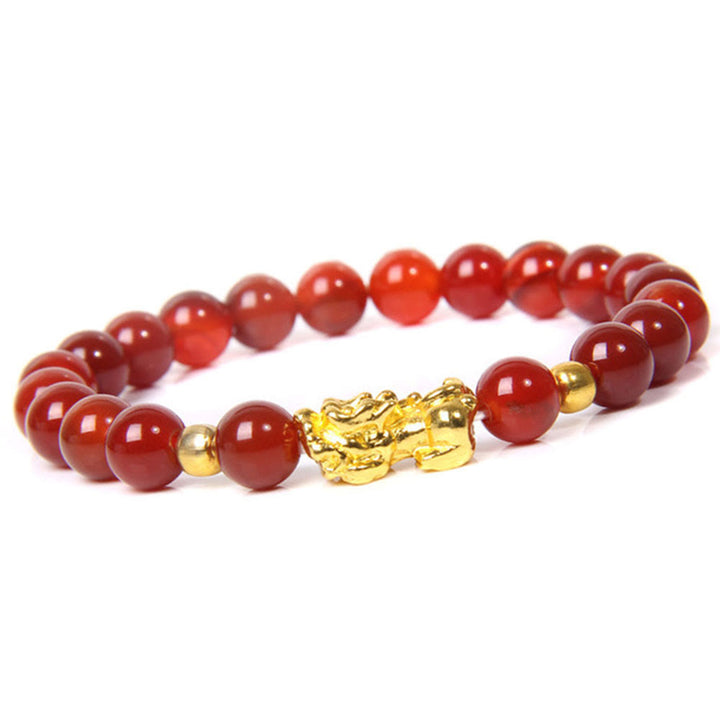 Buddha Stones FengShui Lucky Pixiu Obsidian Wealth Bracelet - Red Agate(Wrist Circumference: 15-16cm) - image 2