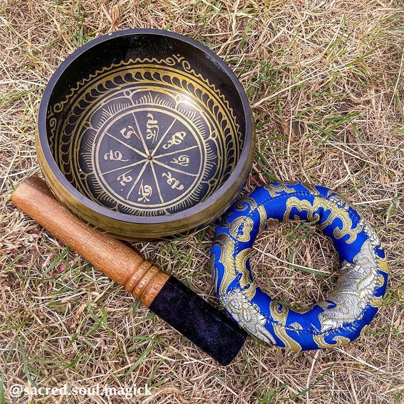 Tibetan Meditation Sound Bowl Handcrafted for Healing and Mindfulness Support Protection Singing Bowl Set - image 12