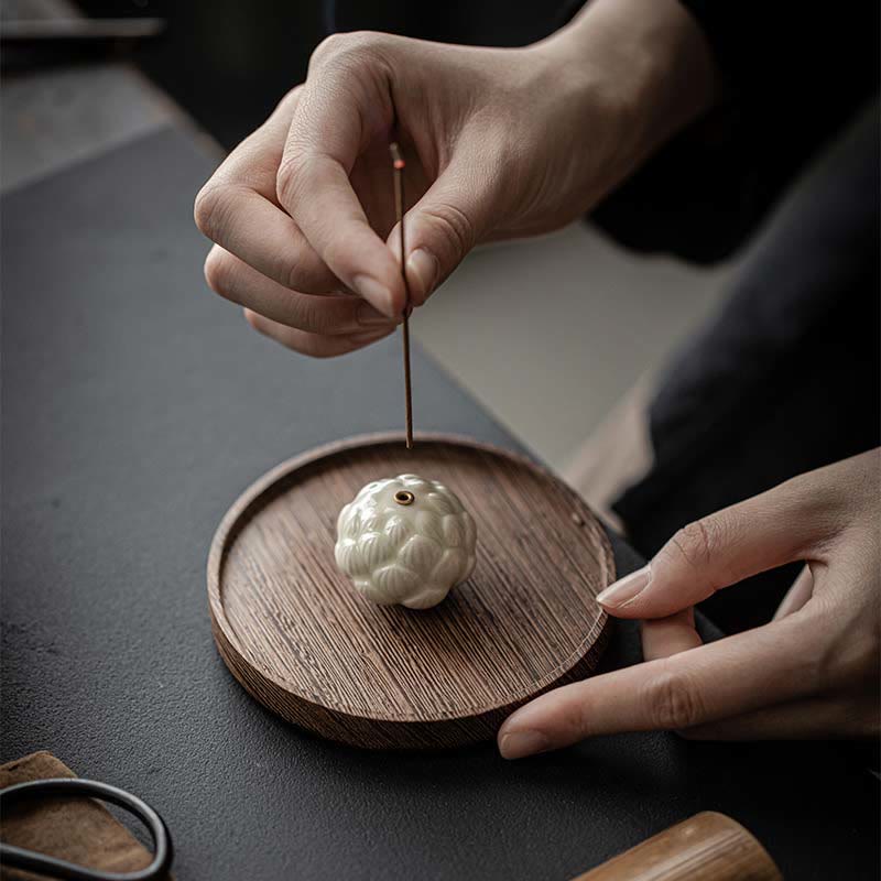 Buddha Stones Mini Lotus Flower Meditation Ceramic Stick Small Incense Burner Decoration - image 3