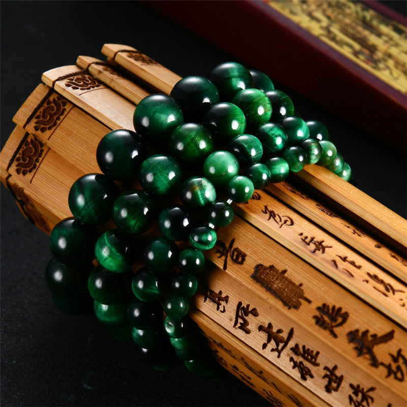 Buddha Stones Natural Green Tiger Eye Strength Bracelet