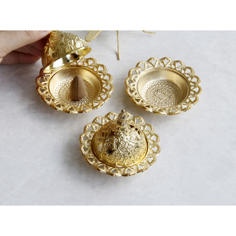 Tibetan Gold Mini Meditation Incense Burner - image 7