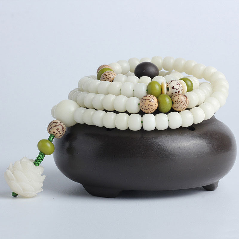 Buddha Stones "Hoping for Serenity and Mindfulness" Bodhi Lotus Mala Includes Gift Message Card - image 25