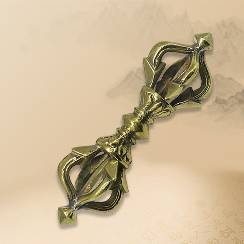Buddha Stones Handcrafted Nepal Small Five Prong Vajra Dorje Strength Copper Decoration - image 4