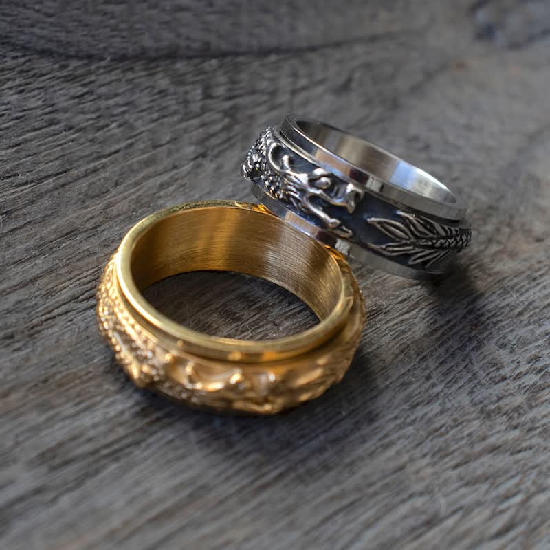 Buddha Stones Dragon Titanium Steel Stimulation Rotatable Ring - image 8