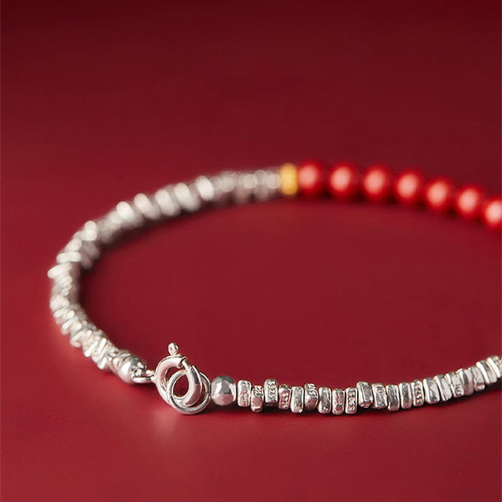 Buddha Stones 925 Sterling Silver Cinnabar Fu Character Blessing Bracelet - image 6