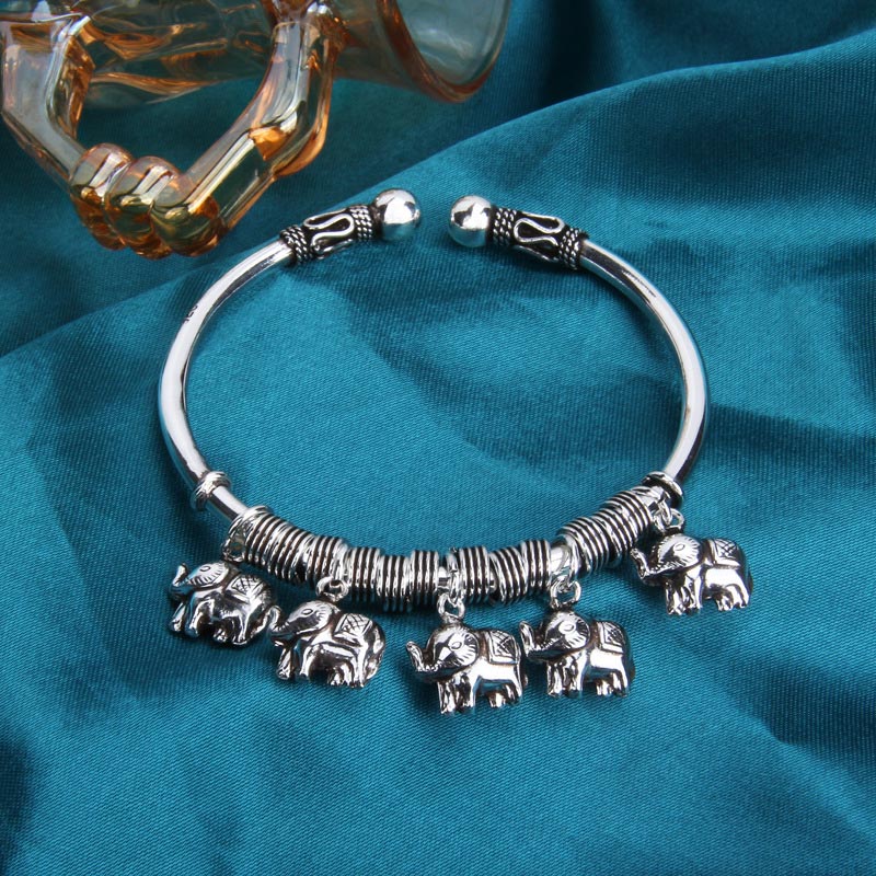 Buddha Stones 925 Sterling Silver Elephant Strength Bracelet Bangle - image 8