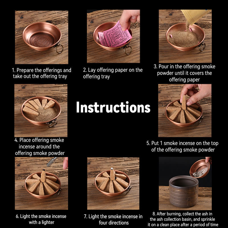 Buddha Stones Small Copper Prayer Altar Portable Burning Holder Incense Sage Smudging Rituals Use Items - image 13