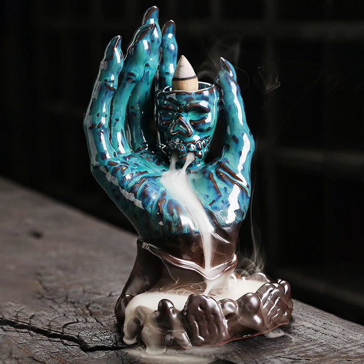 Buddha Stones Halloween Ghost Hand Skull Head Ceramic Peace Healing Incense Burner Decoration - image 7