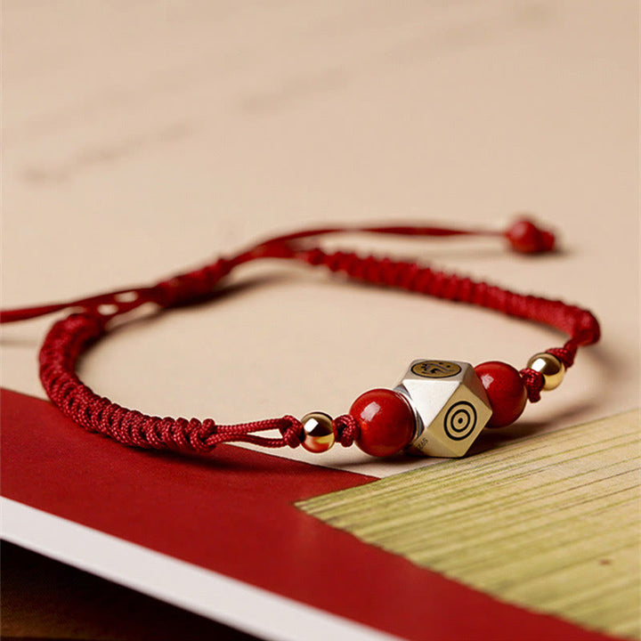 Buddha Stones Handmade 925 Sterling Silver Chinese Zodiac Natal Buddha Cinnabar Calm Braided Bracelet - Red Thick Rope(Wrist Circumference 14-17cm) - Dog/Pig-Amitabha Buddha - image 0