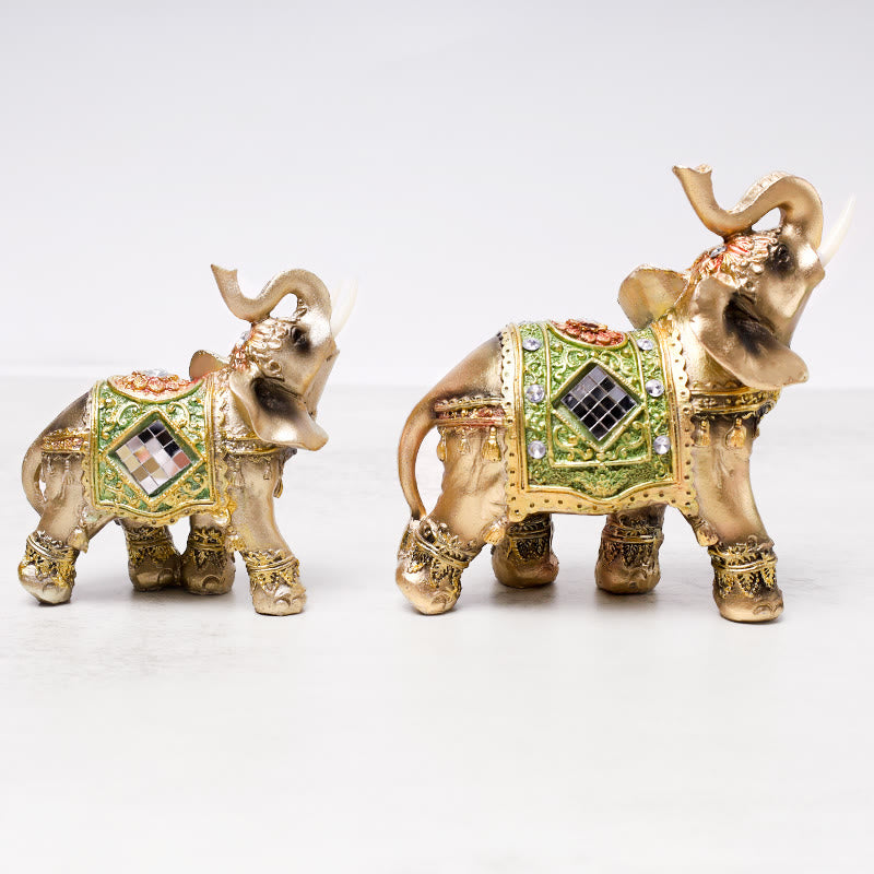 Buddha Stones Lucky Feng Shui Green Elephant Statue Sculpture Wealth Figurine Gift Home Decoration - image 3