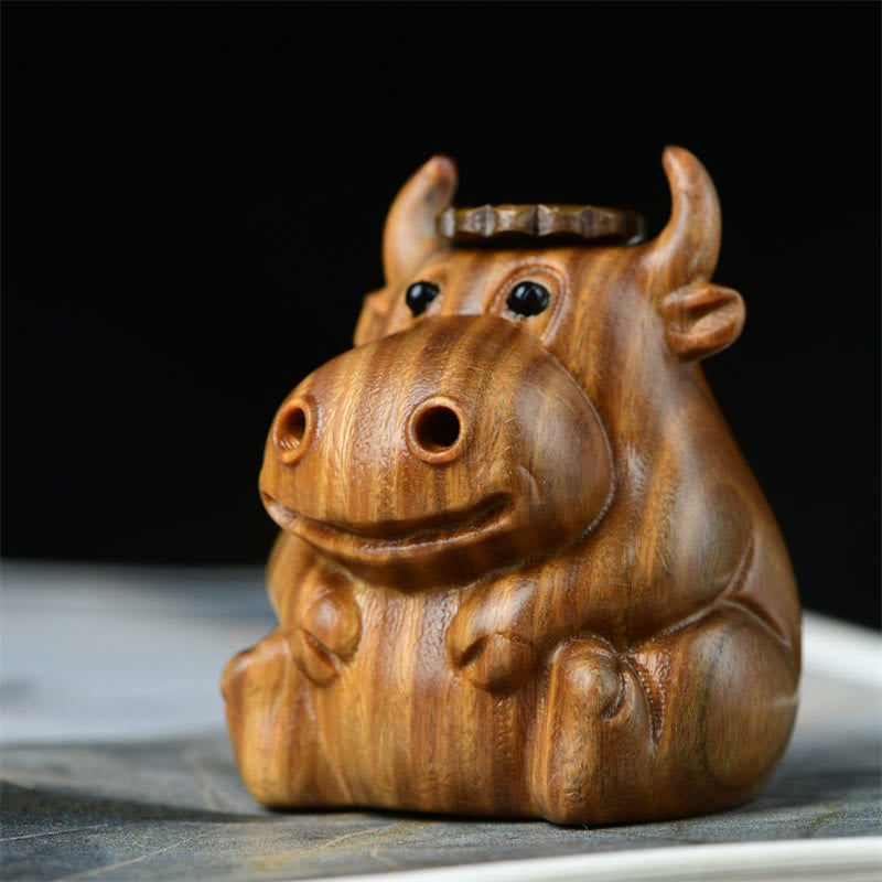 Buddha Stones Green Sandalwood Cute Calf Pattern Meditation Backflow Incense Burner Decoration - image 1