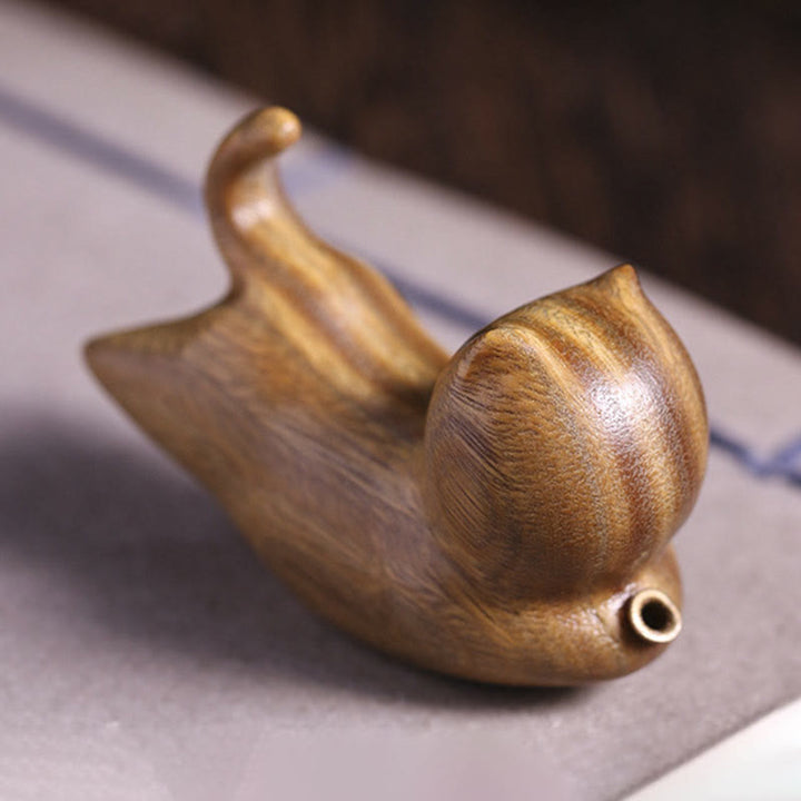 Buddha Stones Green Sandalwood Cute Cat Pattern Soothing Stick Incense Burner Decoration - image 7