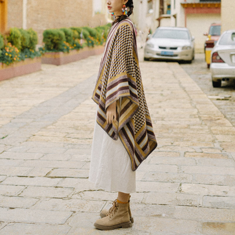 Tibetan Shawl Classic Pattern Winter Cozy Warm Travel Scarf Wrap - image 16