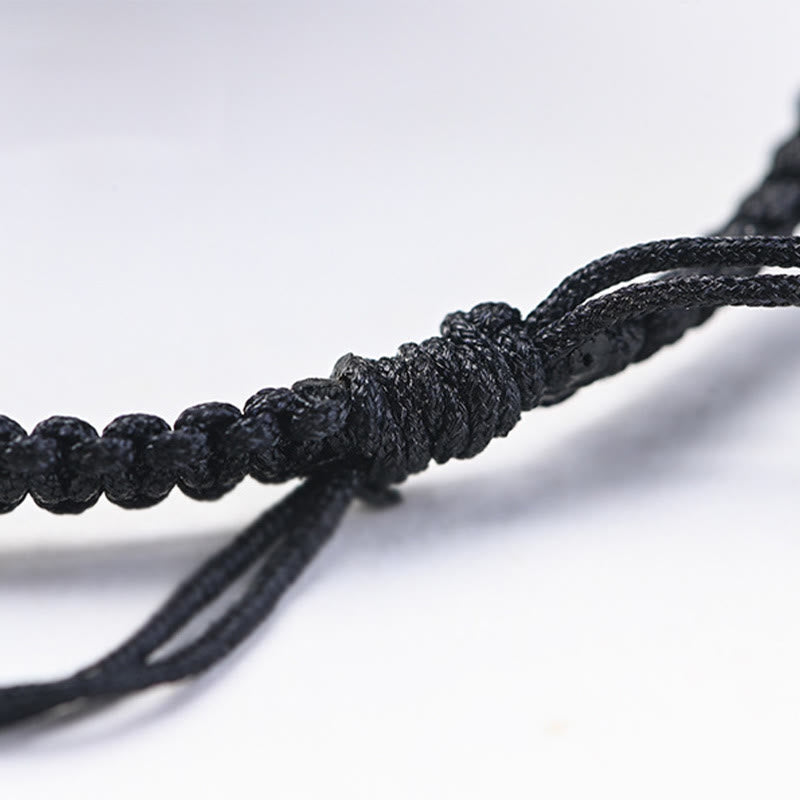 Buddha Stones Small Leaf Red Sandalwood Ebony Wood Cute Cat Head Calm Protection Braided Bracelet - image 8
