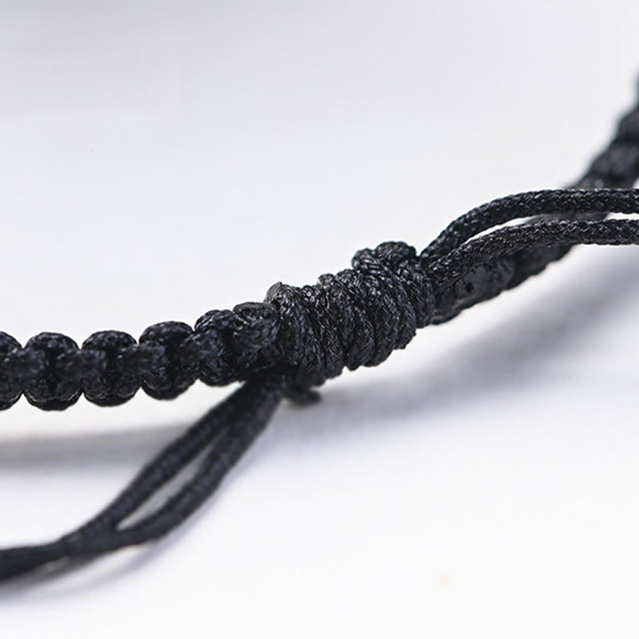 Buddha Stones Small Leaf Red Sandalwood Ebony Wood Cute Cat Head Calm Protection Braided Bracelet - image 8