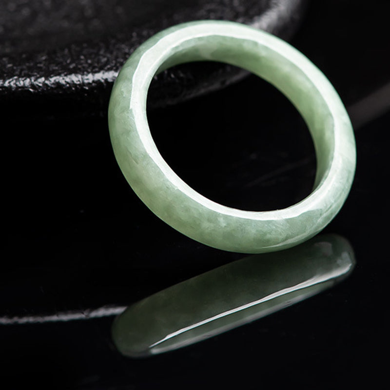 Buddha Stones Natural Jade Prosperity Abundance Ring