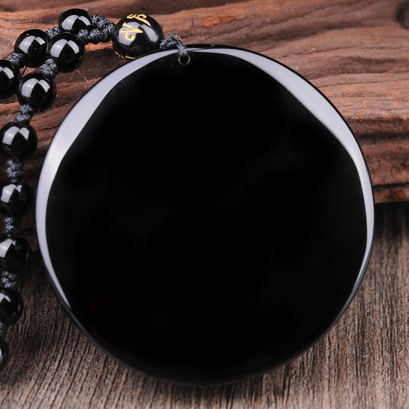Buddha Stones Bagua Dragon Phoenix Obsidian Fulfilment Pendant Necklace - image 4