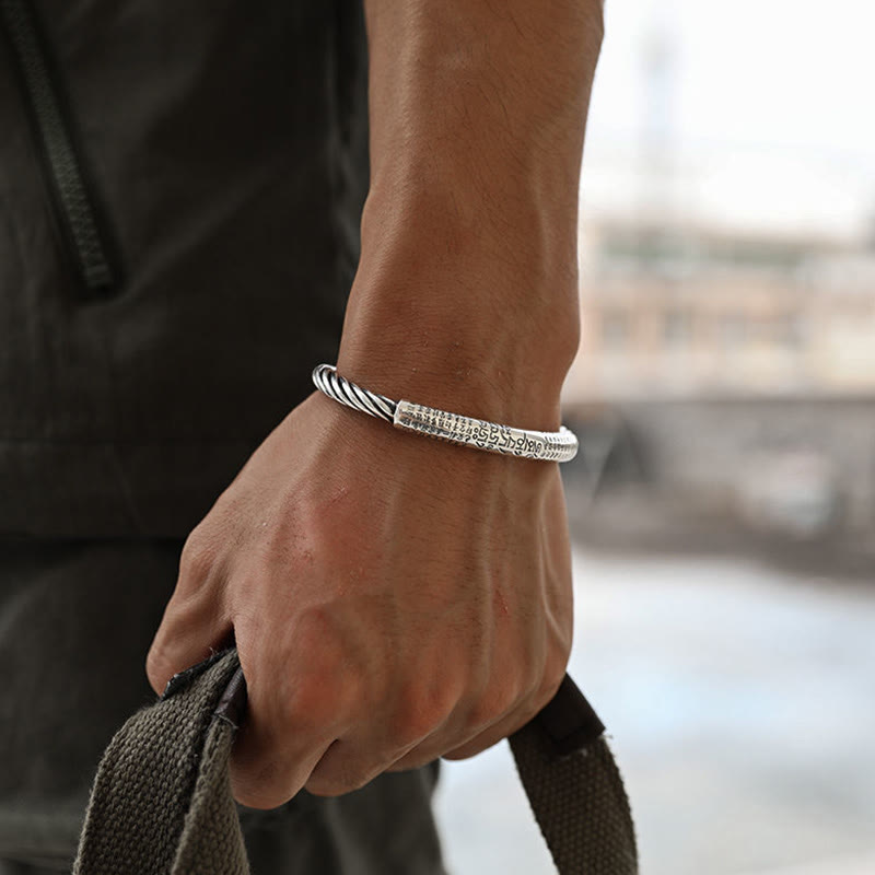 Buddha Stones Tibetan Om Mani Padme Hum Heart Sutra Purity Cuff Bracelet - image 15