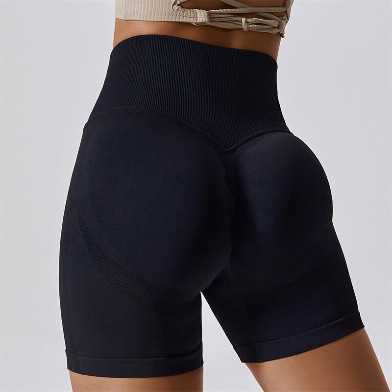 Buddha Stones Women Seamless Sports Fitness High Waist Yoga Workout Shorts