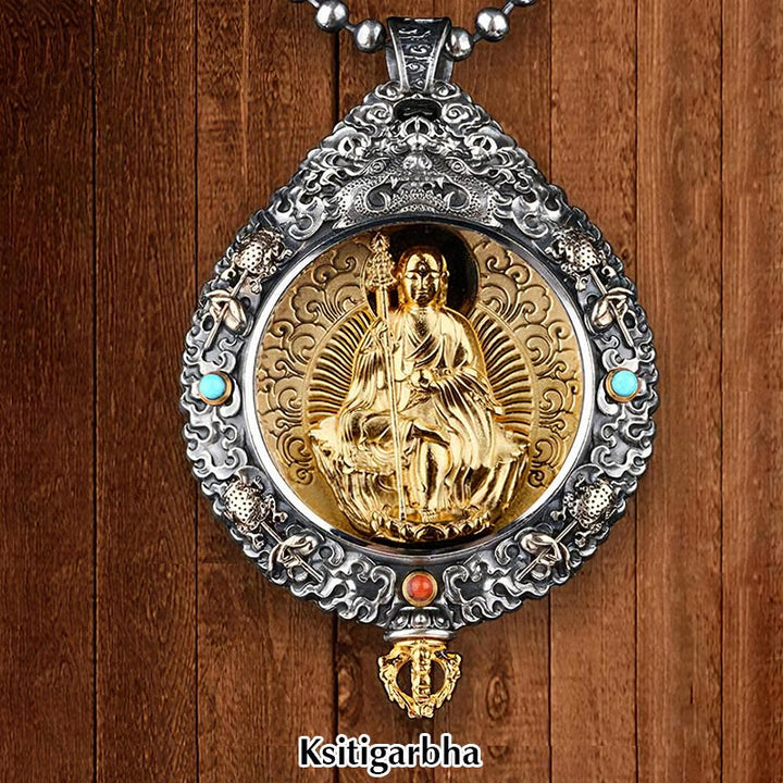 Buddha Stones Chinese Zodiac Natal Buddha Thangka Nine Palaces Eight Diagrams Wealth Rotatable Necklace Pendant - Ksitigarbha - image 13
