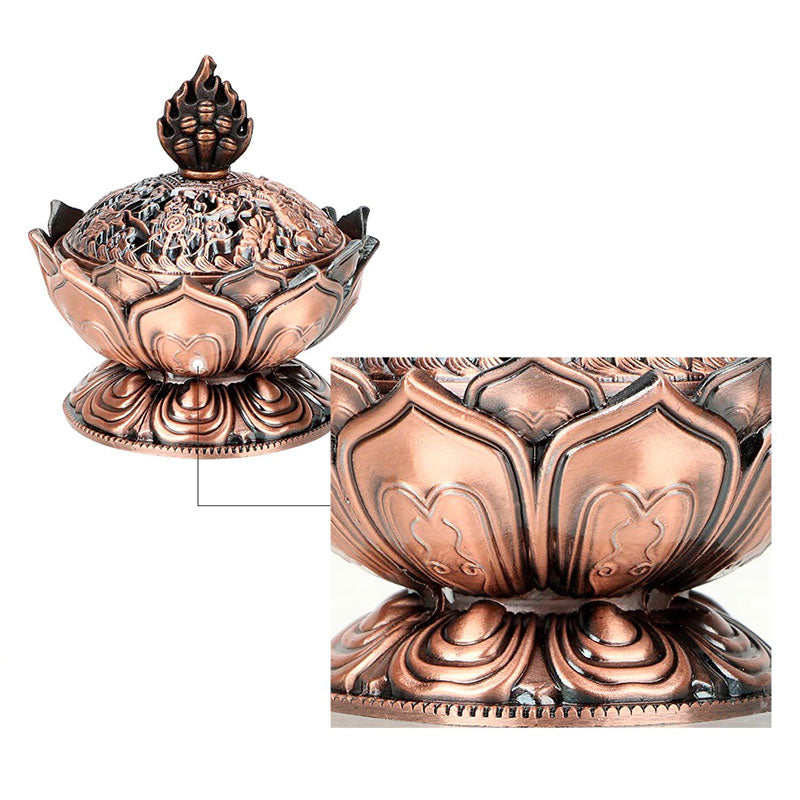 Buddha Stones Tibetan Lotus Shaped Purify Incense Burner - image 9