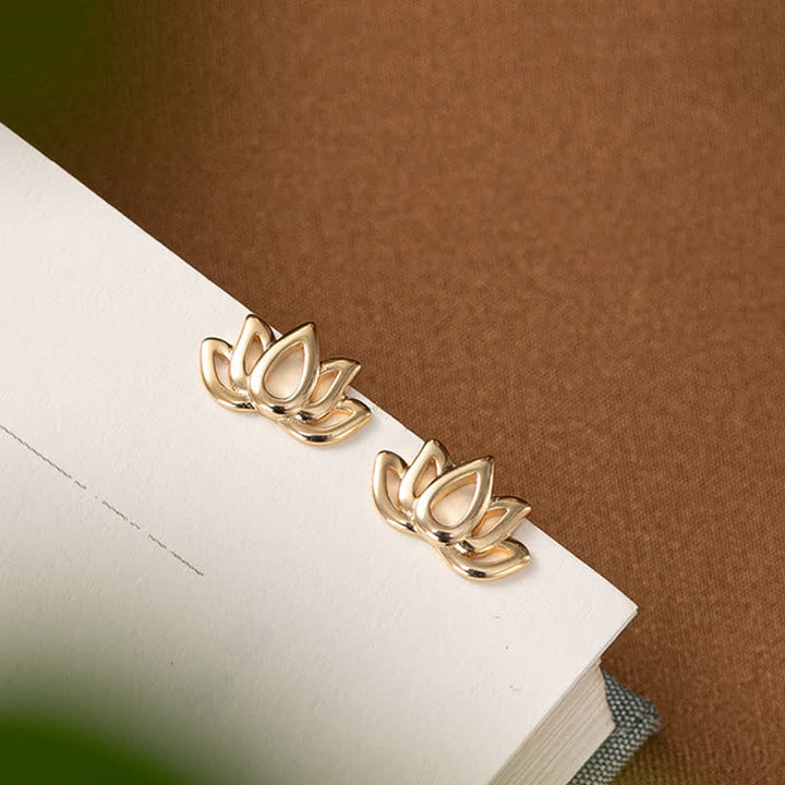 Buddha Stones 925 Sterling Silver Lotus Flower Blessing Earrings - image 6