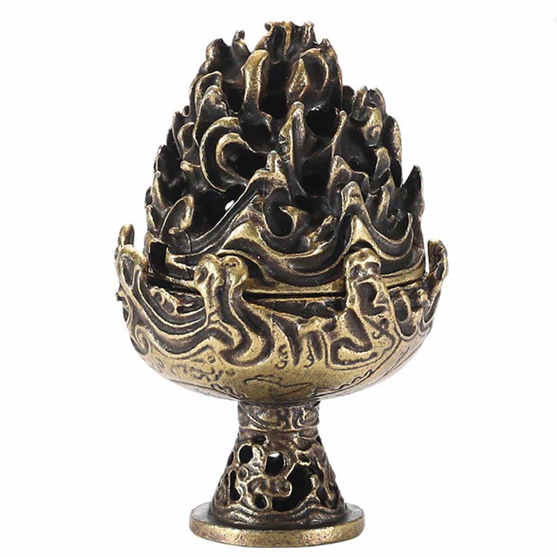 Tibetan Mini Mountain Pattern Meditation Copper Alloy Incense Burner - image 16