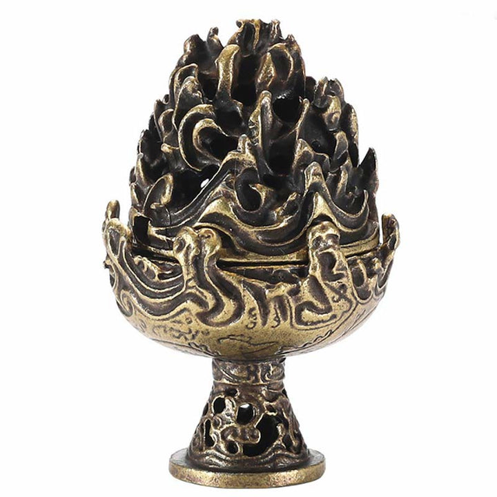 Tibetan Mini Mountain Pattern Meditation Copper Alloy Incense Burner - image 16