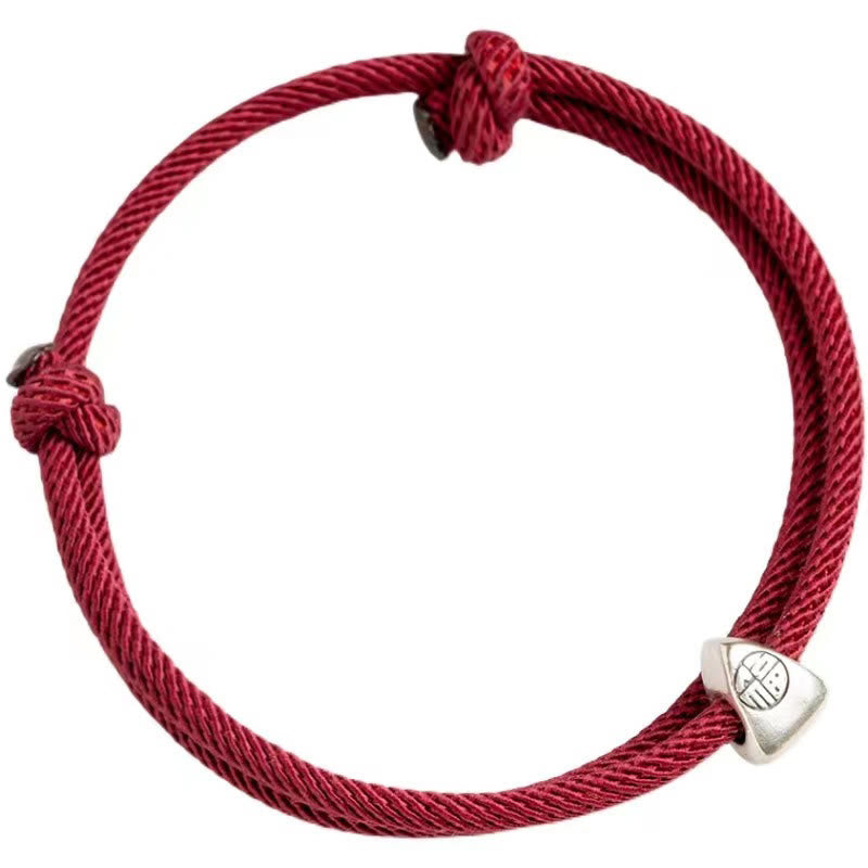 Buddha Stones 925 Sterling Silver Fu Character Blessing Handmade Braided Bracelet - image 10