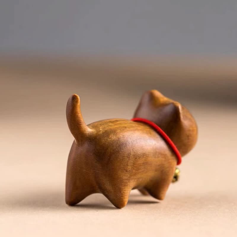 Buddha Stones Green Sandalwood Small Leaf Red Sandalwood Cute Cat Animals Soothing Peace Decoration - image 7