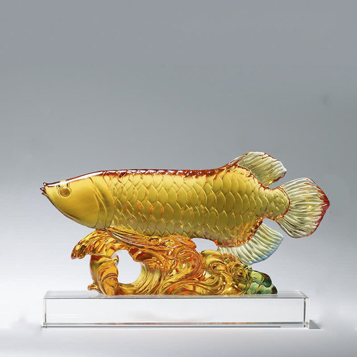 Handmade Liuli Crystal Koi Fish Art Piece Luck Home Office Decoration - image 1