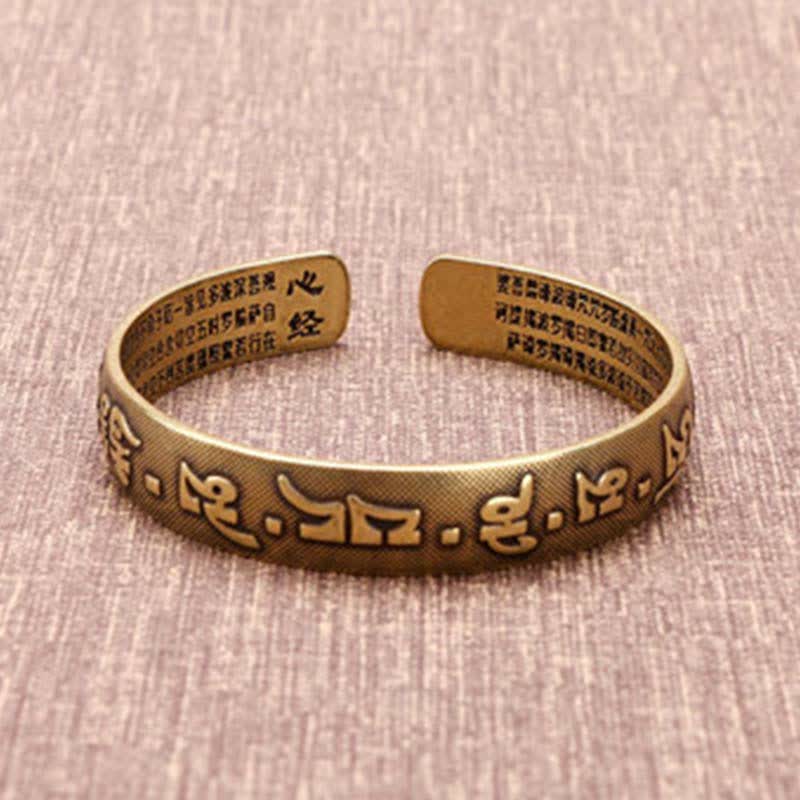 Buddha Stones 2Pcs Om Mani Padme Hum Dragon Phoenix Copper Leather Peace Cuff Bracelet Bangle - image 11