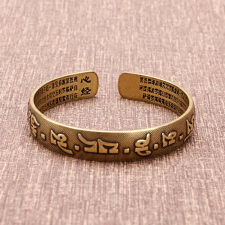 Buddha Stones 2Pcs Om Mani Padme Hum Dragon Phoenix Copper Leather Peace Cuff Bracelet Bangle - image 11
