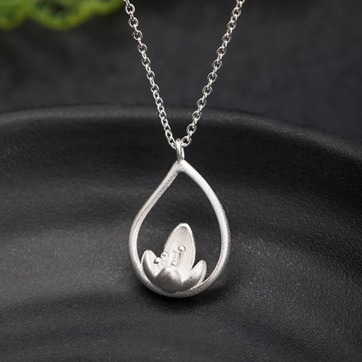 Buddha Stones 925 Sterling Silver Lotus Flower Floral Enlightenment Necklace Pendant - image 6