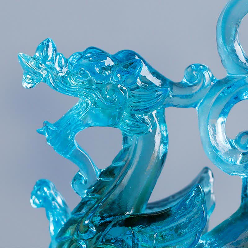 Buddha Stones Feng Shui Four Symbols Azure Dragon Handmade Liuli Crystal Art Piece Home Office Decoration - image 4