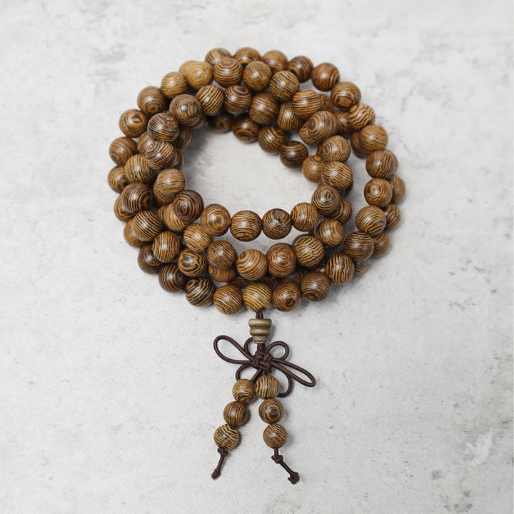 Buddha Stones 108 Mala Beads Bracelet Prayer Meditation Sandalwood Elastic - Wenge Wood - image 13