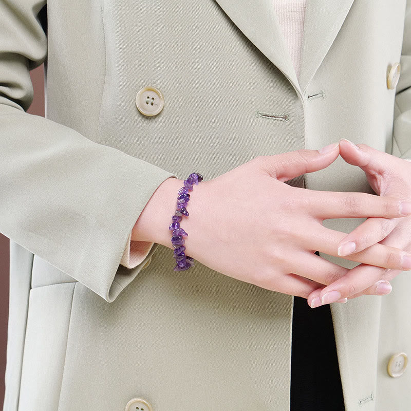Natural Irregular Shape Crystal Stone Warmth Soothing Bracelet - image 12