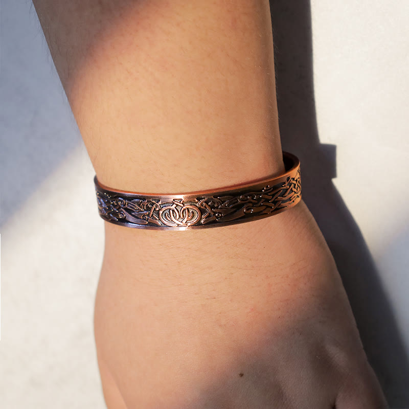 Buddha Stones Viking Birds Magnetic Copper Adjustable Cuff Bracelet Bangle - image 5