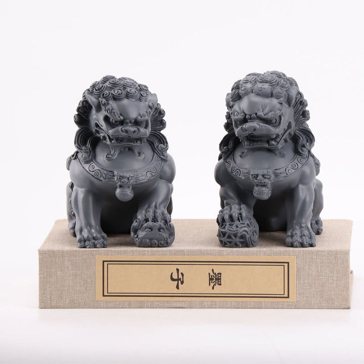 2Pcs Lion Statue Courage Strength Resin Home Office Decoration - A Pair of Lions-Gray - image 10