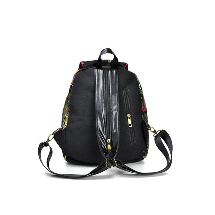 Peacock Embroidery Canvas Tassel Backpack - image 8