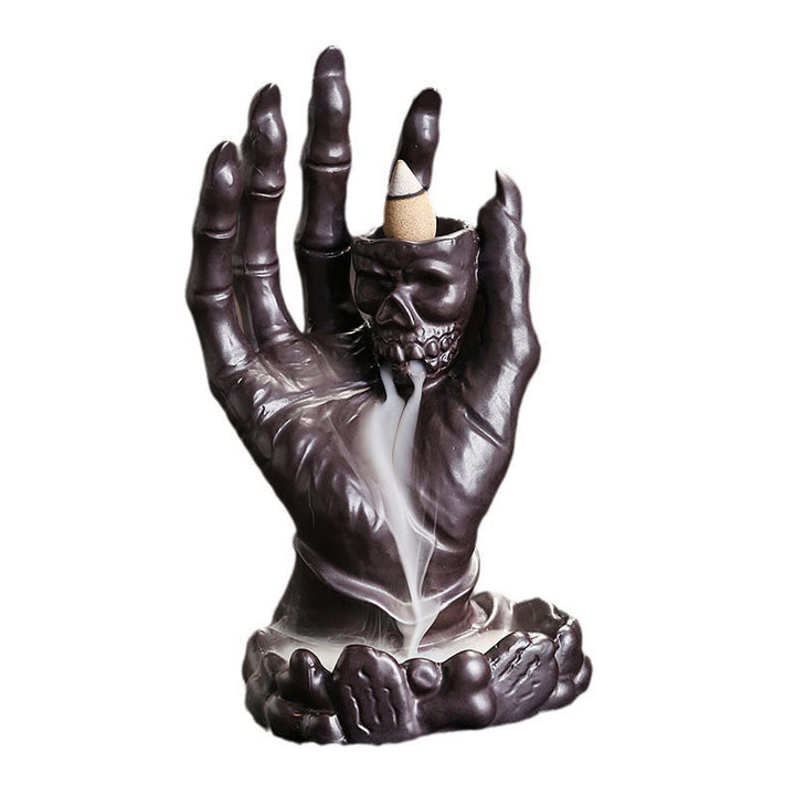 Buddha Stones Halloween Ghost Hand Skull Head Ceramic Peace Healing Incense Burner Decoration - image 2
