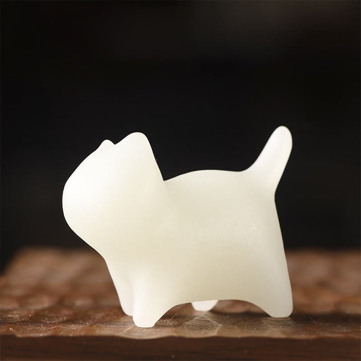 Buddha Stones 2Pcs Mini Cute Cat Glowstone Luminous Lucky Cat Energy Decoration - image 1