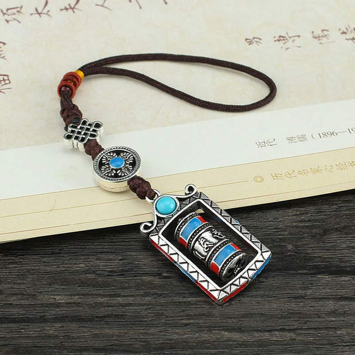 Six True Words Prayer Wheel Rotation Knot Blessing Keychain Decoration - image 8