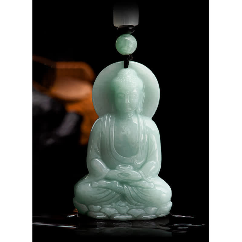 Buddha Stones Amitabha Buddha Jade Amulet Compassion String Necklace