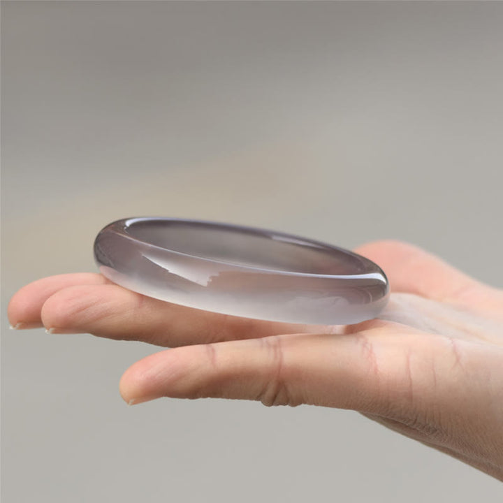 Buddha Stones Natural Gray Chalcedony Harmony Bangle Bracelet - 62-63mm - image 1