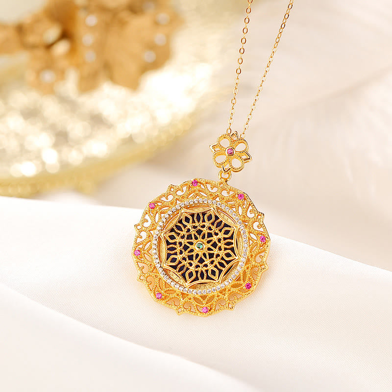 Buddha Stones 925 Sterling Silver Plated Gold Lazurite Positive Necklace Pendant - image 3