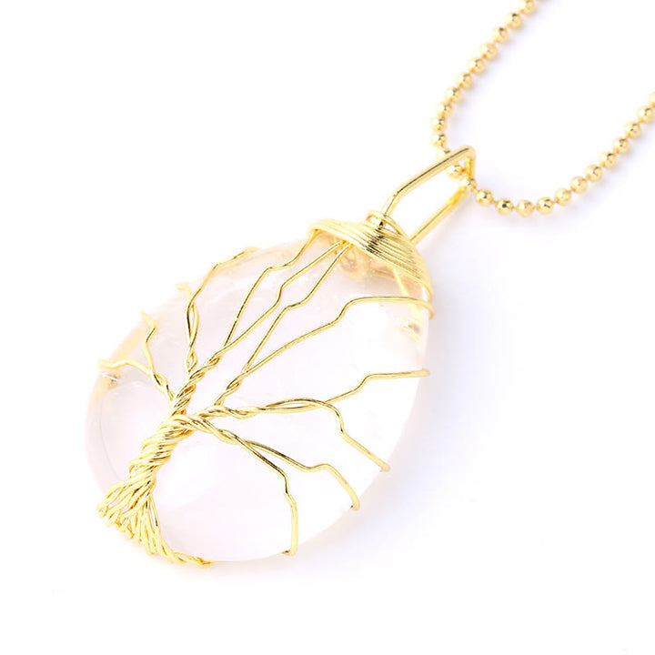 Buddha Stones Natural Quartz Crystal Tree Of Life Healing Energy Necklace Pendant - image 32