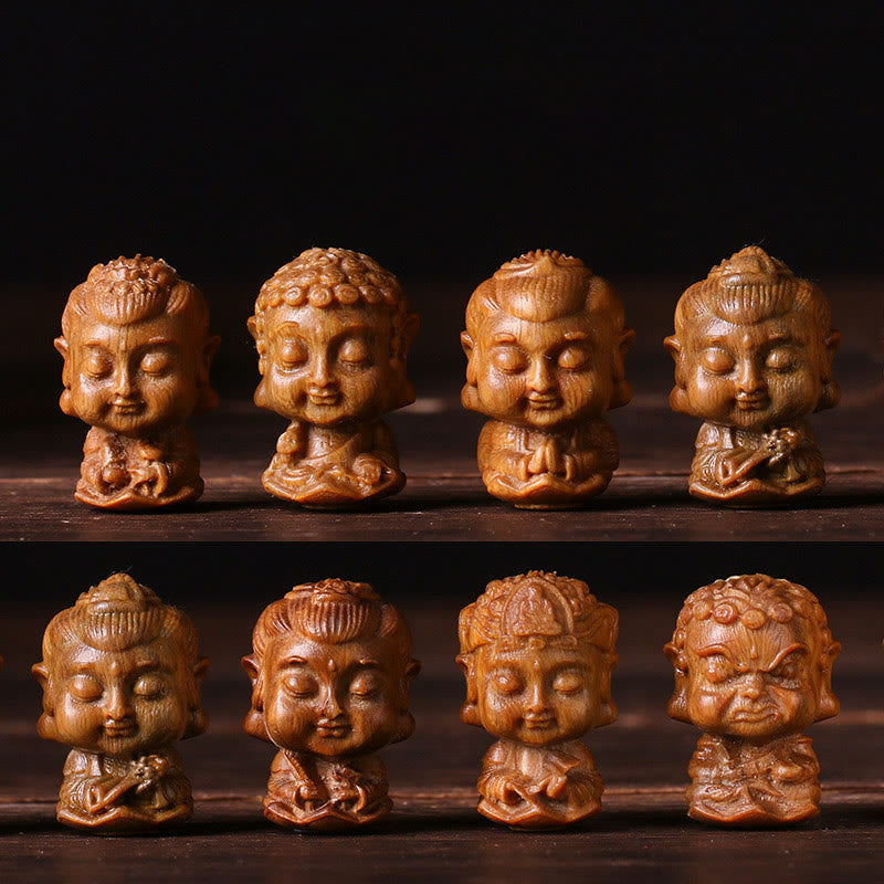 Chinese Zodiac Natal Buddha Green Sandalwood Lotus Engraved Positive Home Decoration - image 1