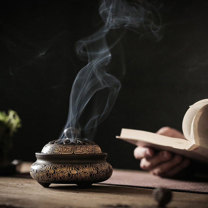 Dragon Floral Pattern Backflow Smoke Fountain Ceramic Meditation Incense Burner Decoration - image 5