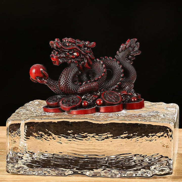 Buddha Stones Feng Shui Dragon Copper Coin Wealth Success Luck Decoration - Dark Red - 11cm*6cm*7cm - image 10